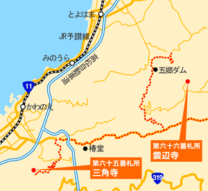 三角寺までの地図