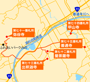 弥谷寺までの地図
