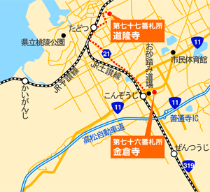 金倉寺までの地図