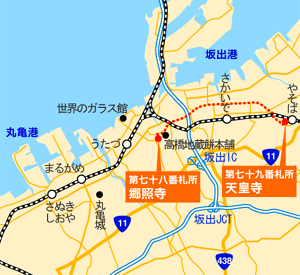 天皇寺までの地図