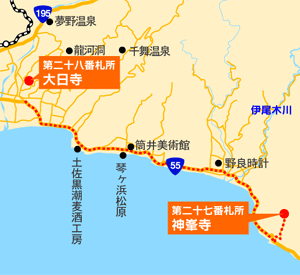 神峯寺までの地図
