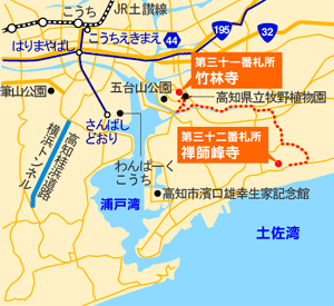 竹林寺までの地図